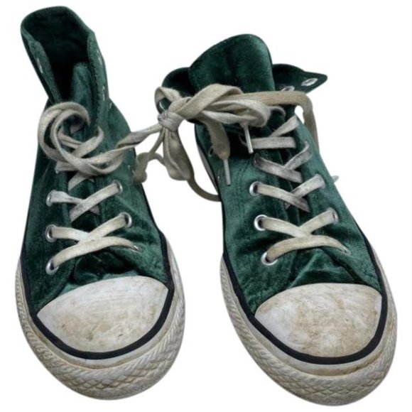 CONVERSE Sneakers White Green Junior Size 2 - Picture 1 of 7